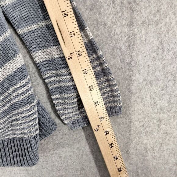 j jill Cardigan Sweater Womens S Gray Blue White Striped Open Front Tight Knit - Picture 5 of 12